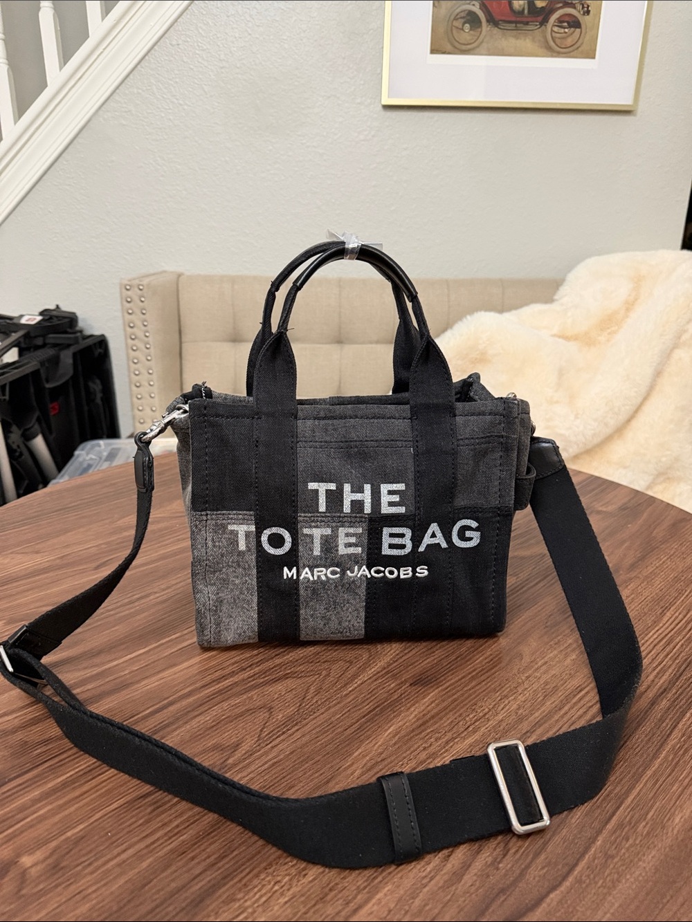 Marc Jacobs Black Canvas 'The Tote Bag'  small Crossbody tote